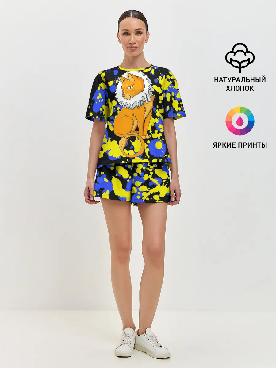 Женская пижама с шортами / кот аристократ