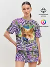 Женская пижама с шортами / Лиса среди цветов