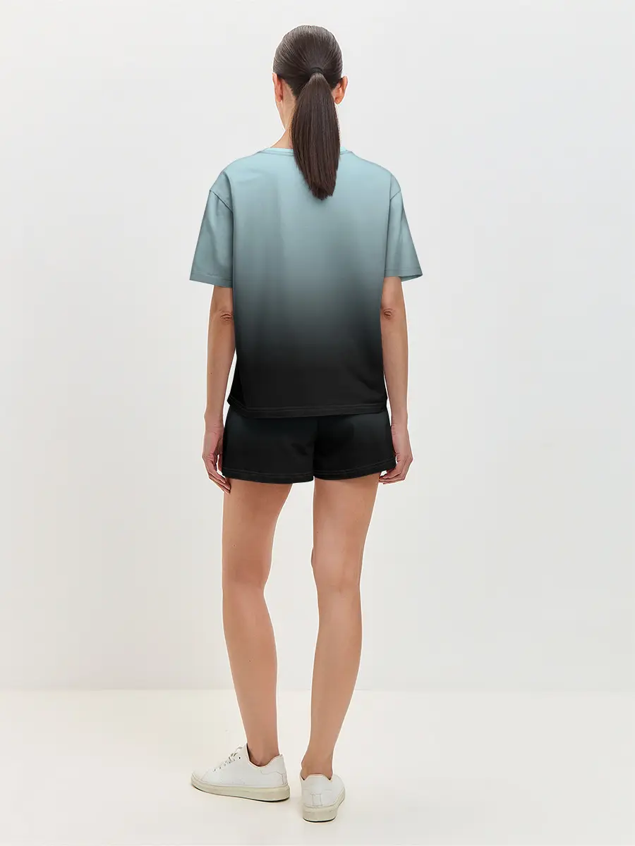 Женская пижама с шортами / Black and Blue gradient