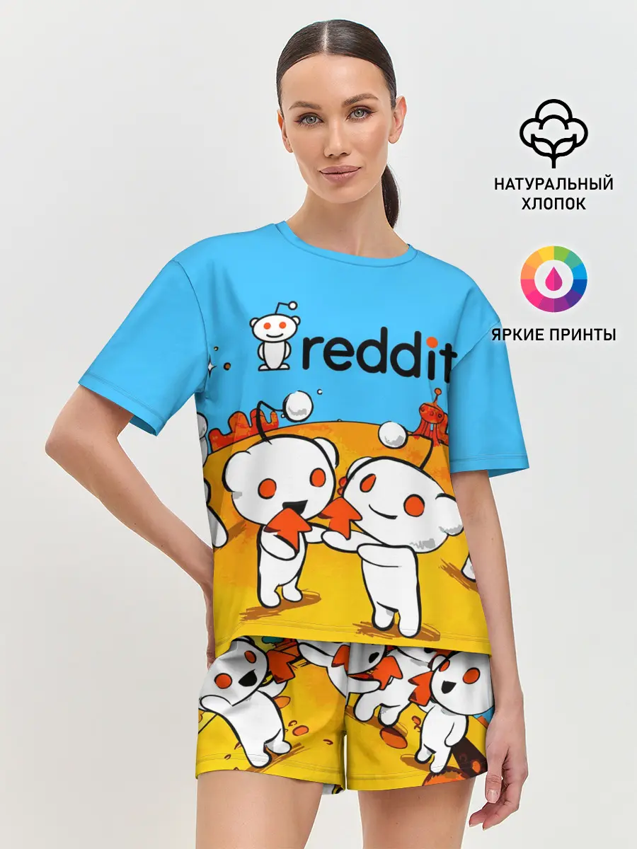 Женская пижама с шортами / REDDIT / РЕДДИТ / UPVOTE ART