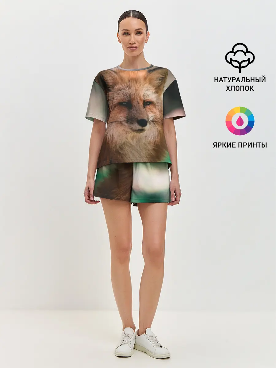 Женская пижама с шортами / Строгая лисица