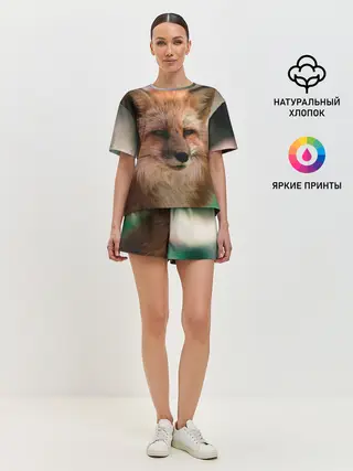 Женская пижама с шортами / Строгая лисица