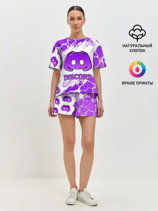 Женская пижама с шортами / DISCORD / ДИСКОРД / ТРЕЩИНЫ