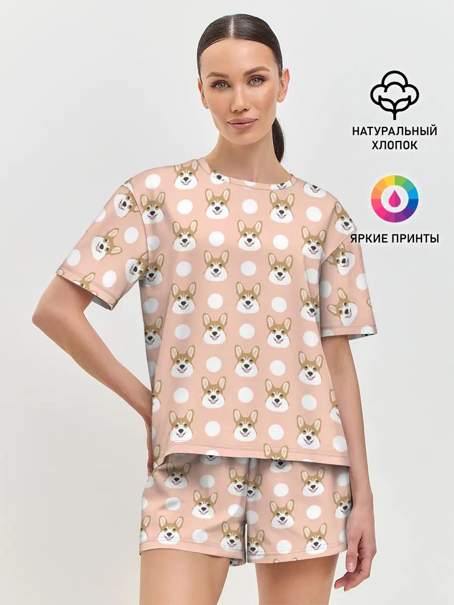 Женская пижама с шортами / Звери | Корги