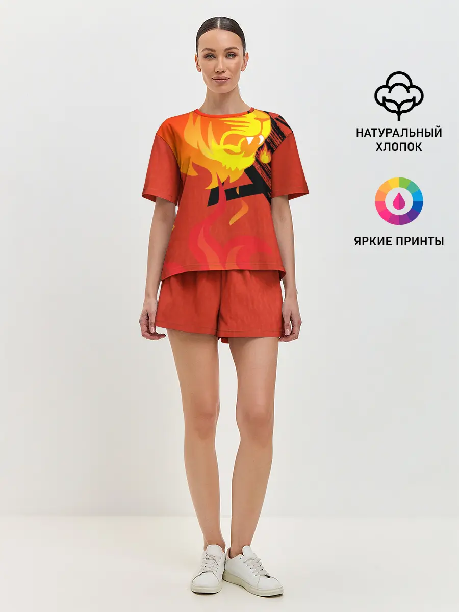 Женская пижама с шортами / Огненный лев