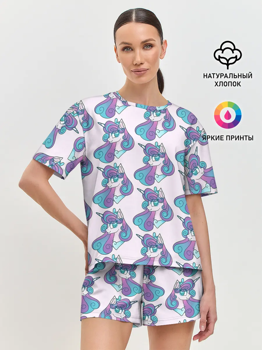 Женская пижама с шортами / Пони узор