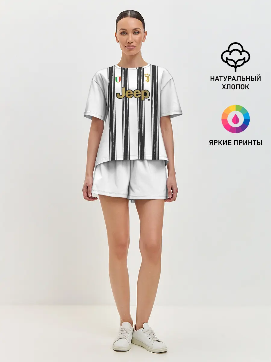 Женская пижама с шортами / Форма Ювентуса 2020 2021 дом