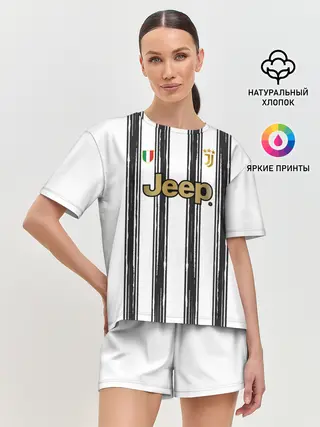 Женская пижама с шортами / Форма Ювентуса 2020 2021 дом