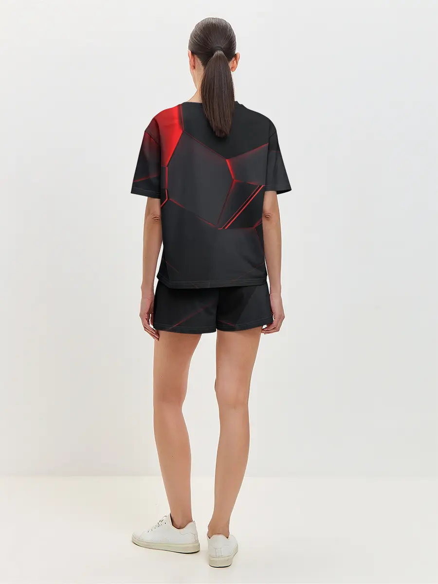 Женская пижама с шортами / Красные плиты 3D