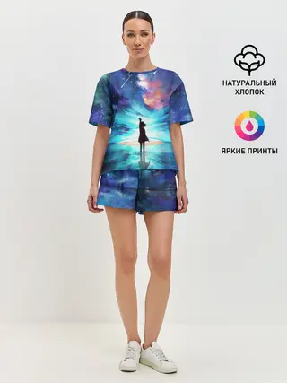 Женская пижама с шортами / Дотянуться до космоса