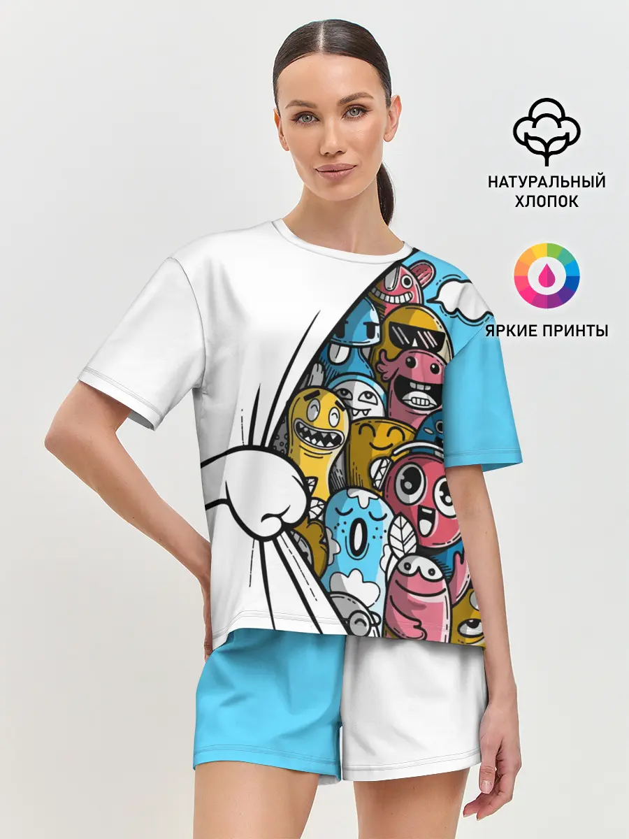 Женская пижама с шортами / Монстрики