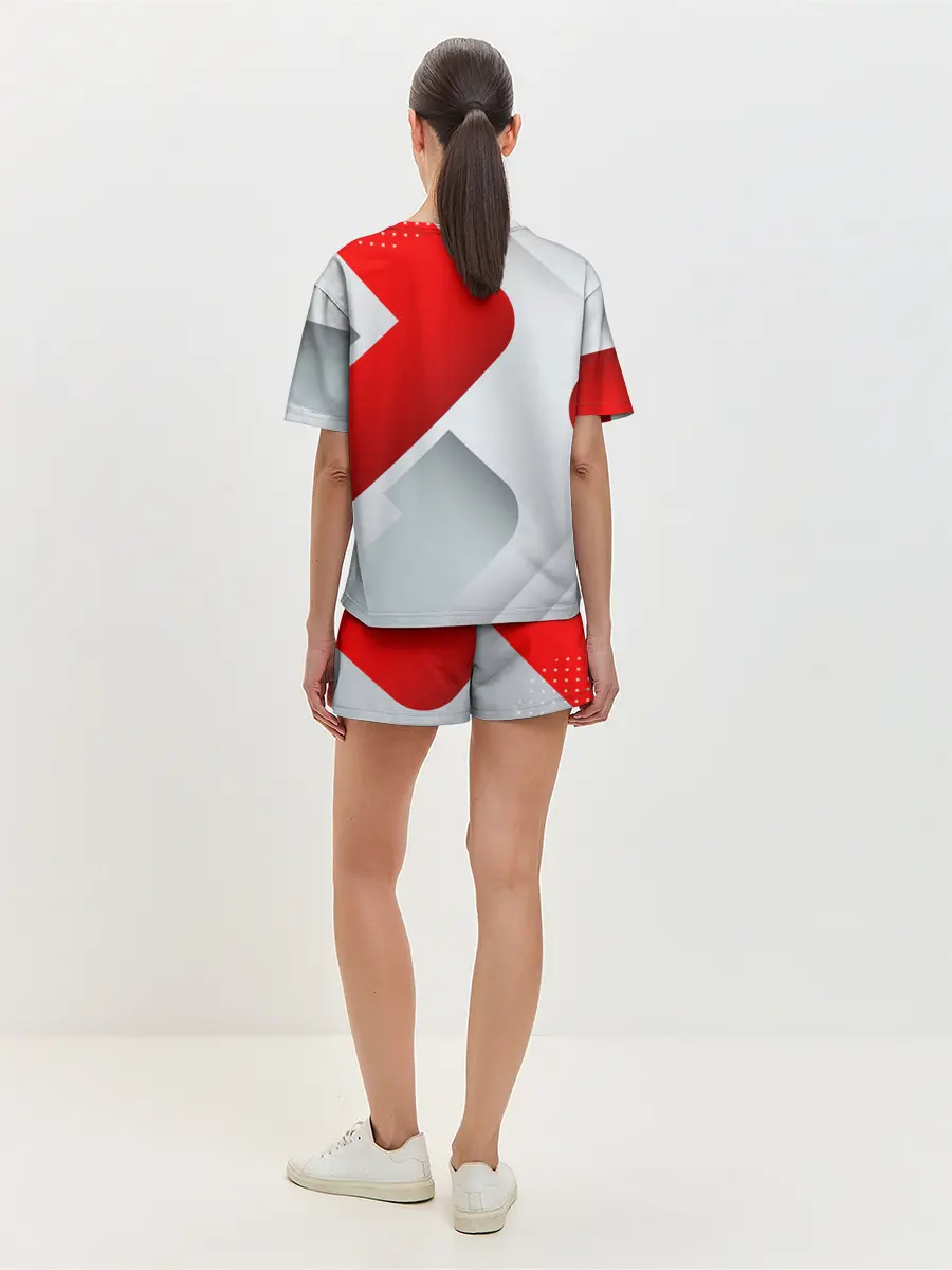 Женская пижама с шортами / 3D SPORT STYLE RED / WHITE