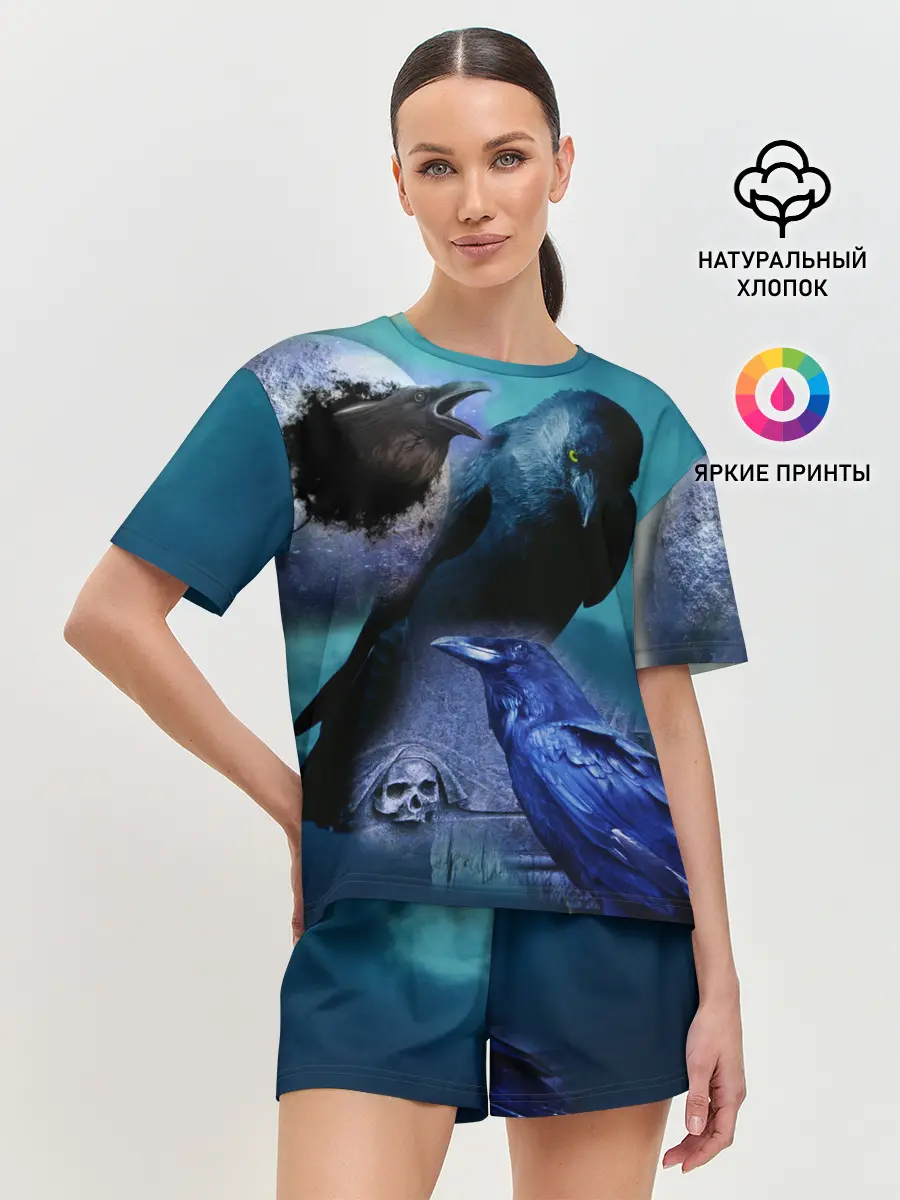 Женская пижама с шортами / Мистические вороны | Crows