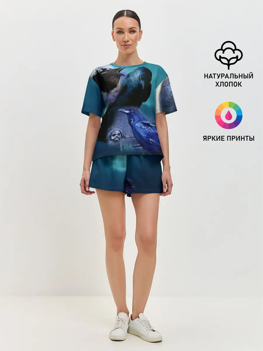 Женская пижама с шортами / Мистические вороны | Crows