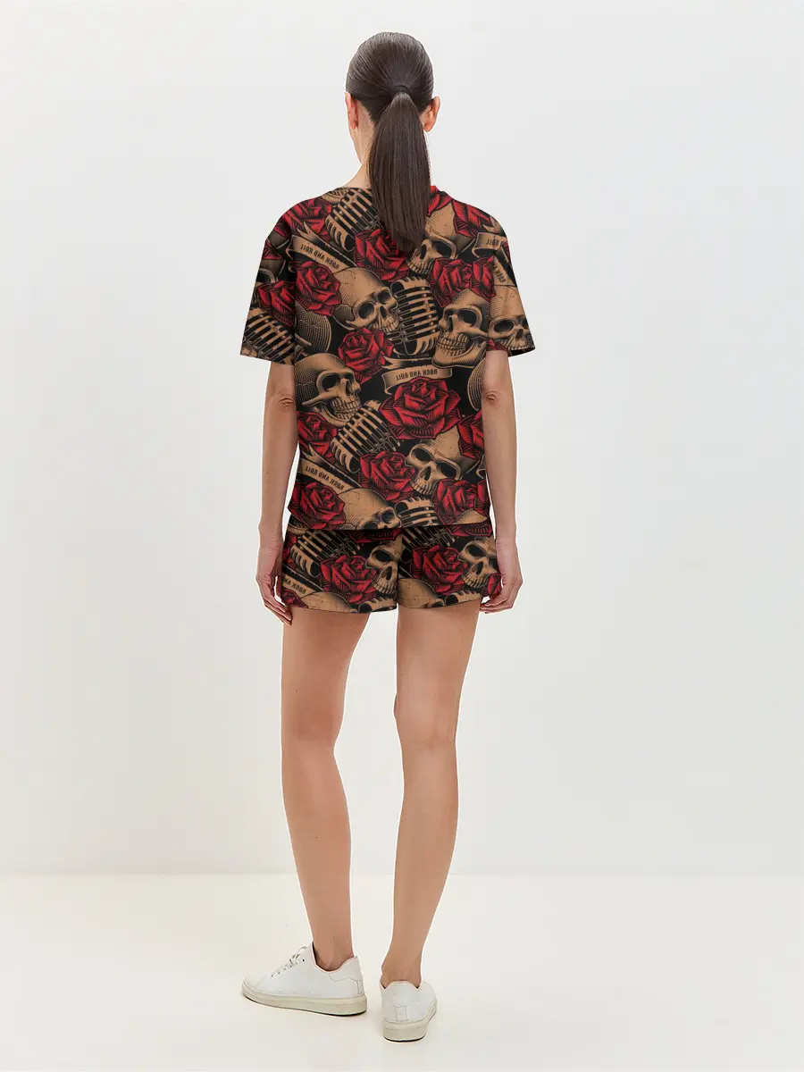 Женская пижама с шортами / Черепа Рок-н-ролл