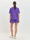 Женская пижама с шортами / Синие острые узоры
