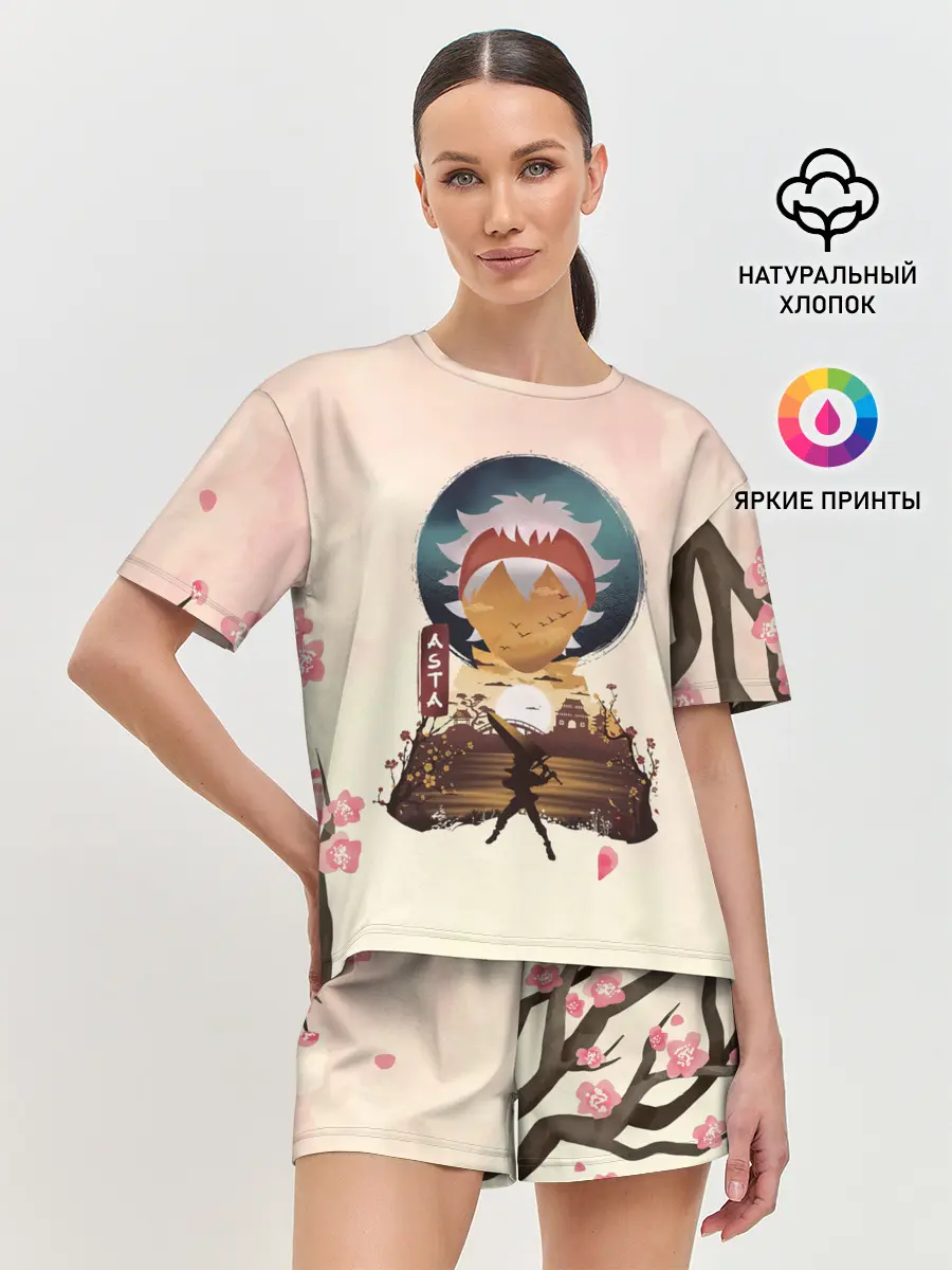 Женская пижама с шортами / АСТА сакура | Black Clover