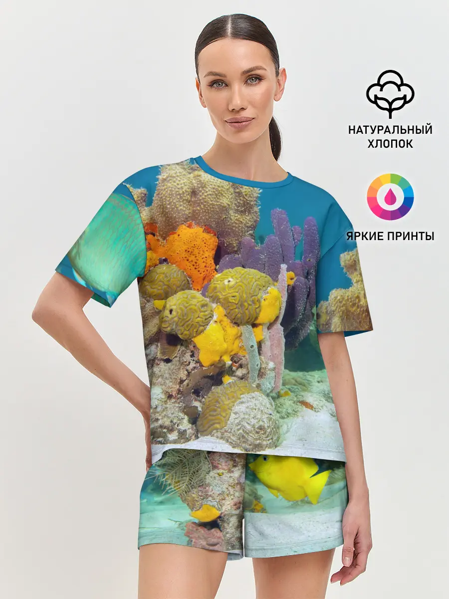 Женская пижама с шортами / Морской мир