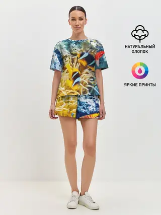 Женская пижама с шортами / Морской мир