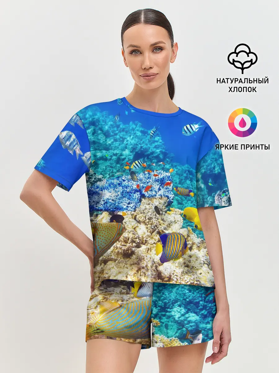 Женская пижама с шортами / Морской мир