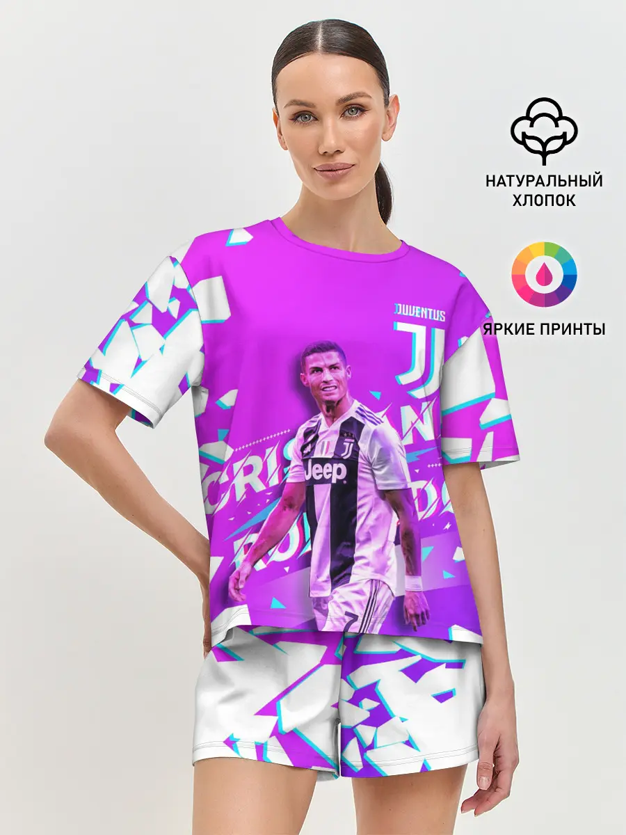 Женская пижама с шортами / КРИШТИАНУ РОНАЛДУ / НЕОН