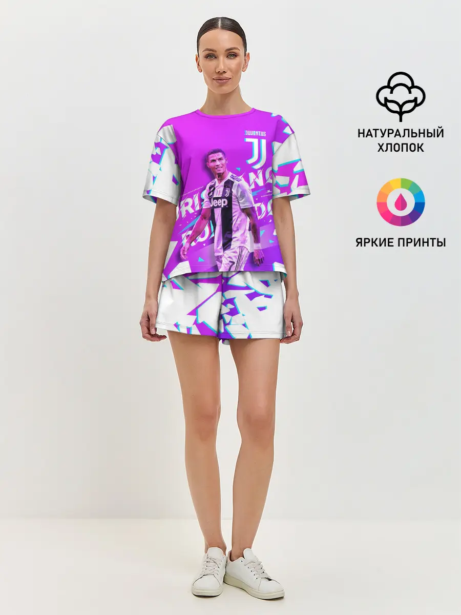 Женская пижама с шортами / КРИШТИАНУ РОНАЛДУ / НЕОН