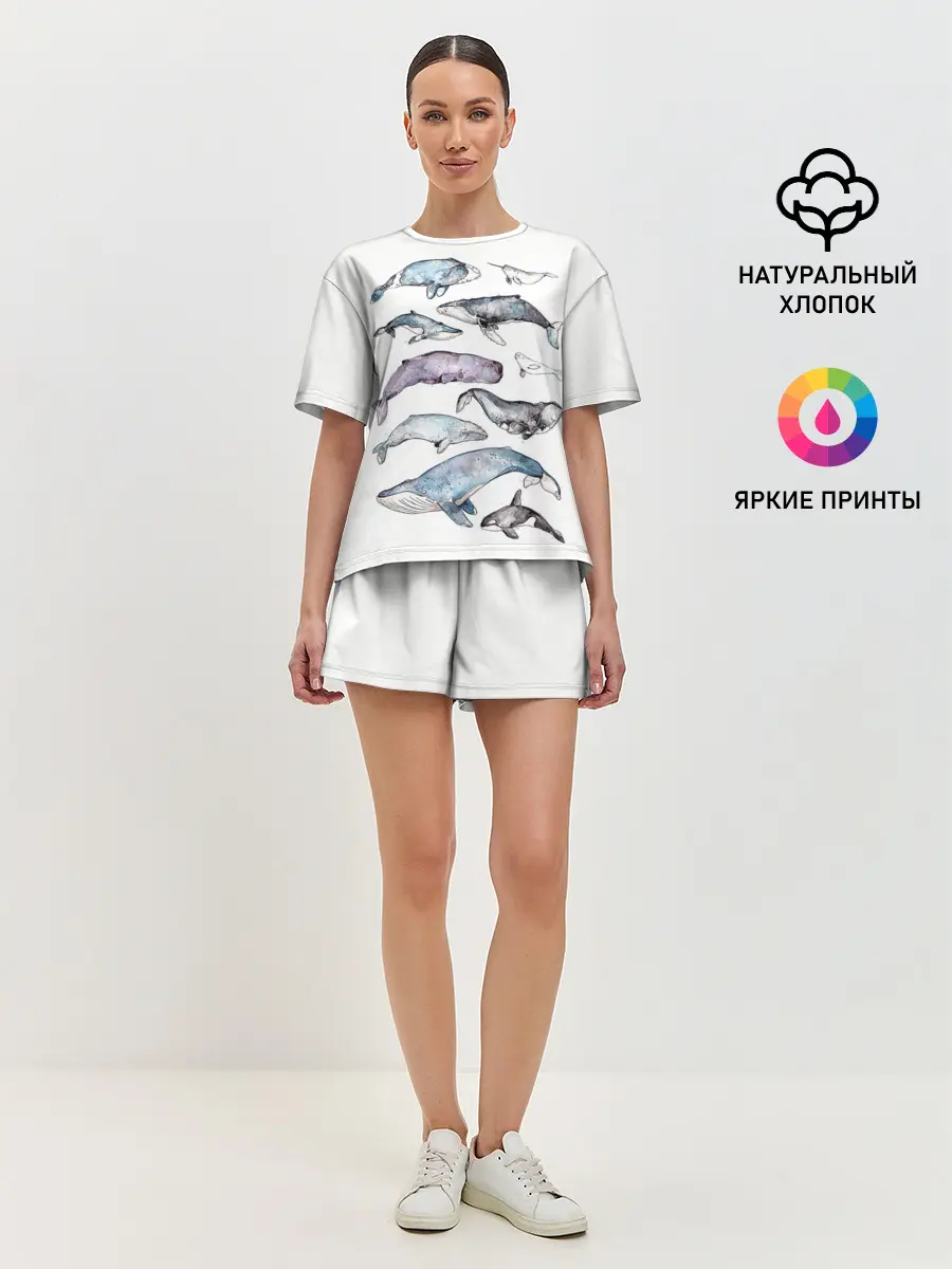 Женская пижама с шортами / киты