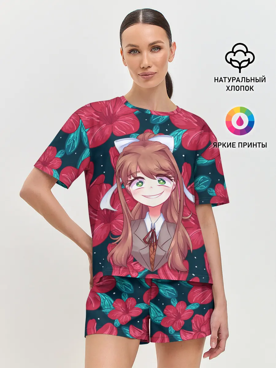 Женская пижама с шортами / Моника в цветах