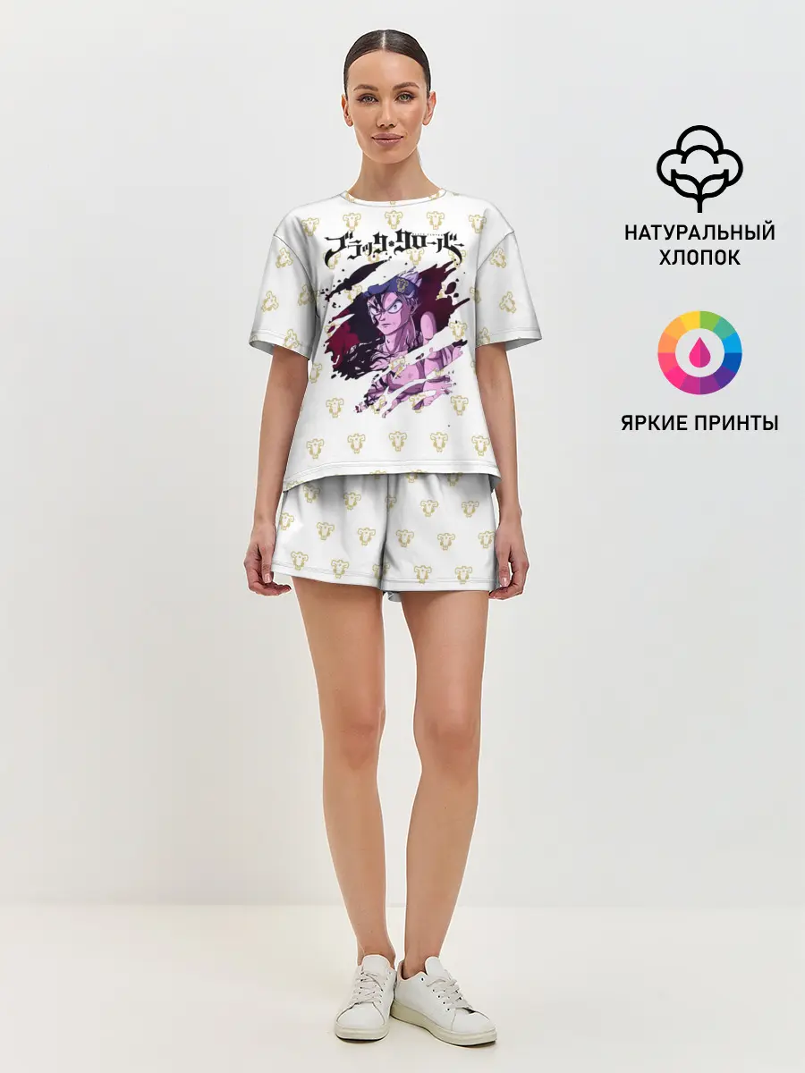 Женская пижама с шортами / Чёрный Аста в моей груди