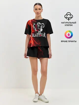 Женская пижама с шортами / Черные быки | Черный Клевер