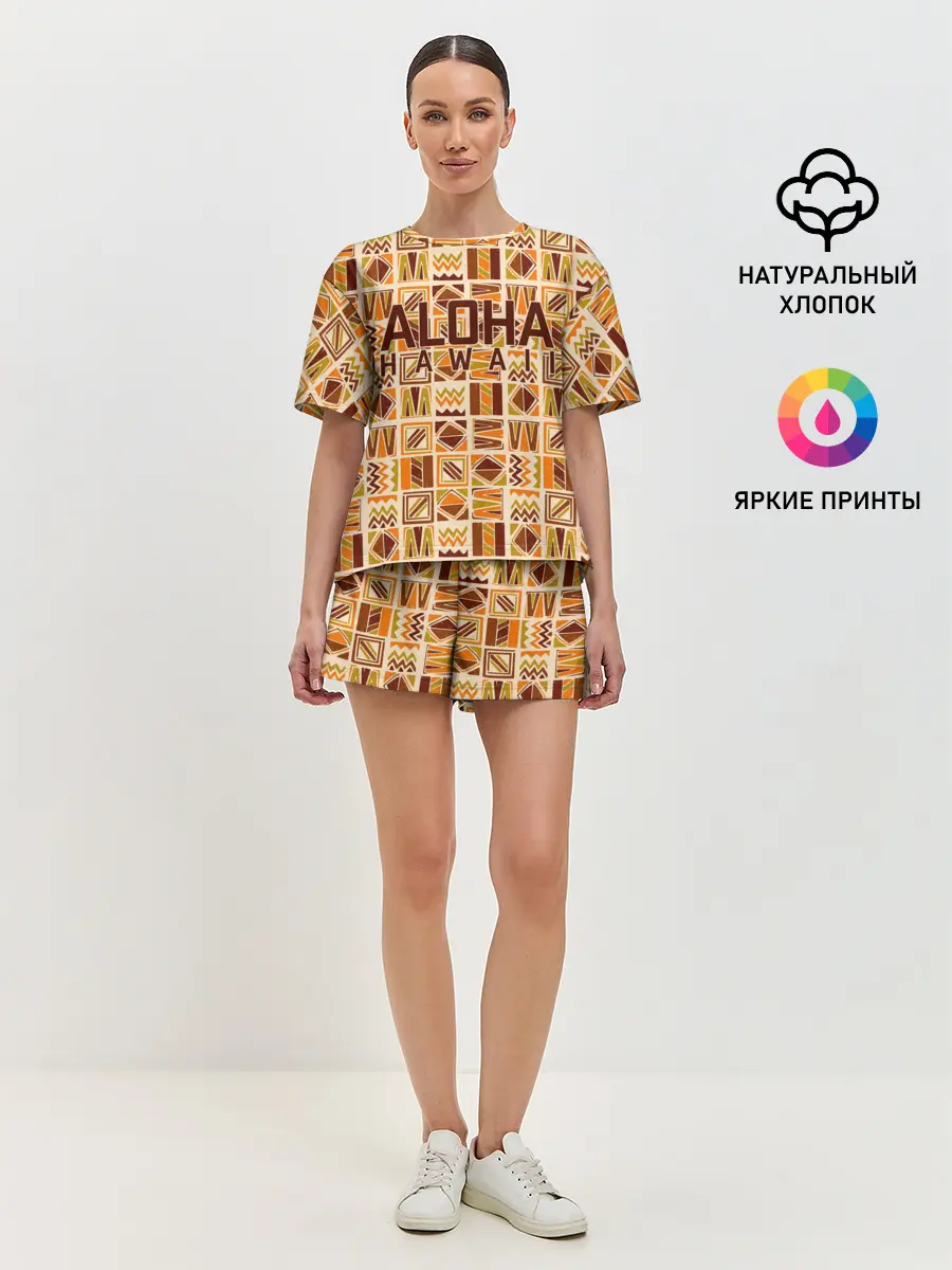 Женская пижама с шортами / АЛОХА ГАВАЙИ, ALOHA, SUMMER