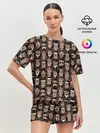 Женская пижама с шортами / МАСКИ ТИКИ ГАВАЙИ ПАТТЕРН