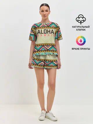 Женская пижама с шортами / АЛОХА ГАВАЙИ, ALOHA, SUMMER
