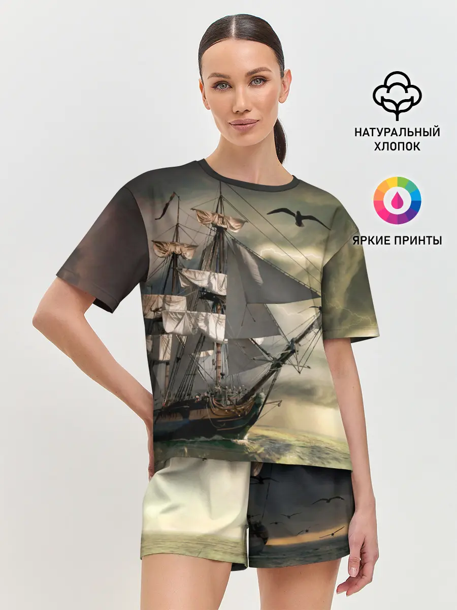 Женская пижама с шортами / Парусник