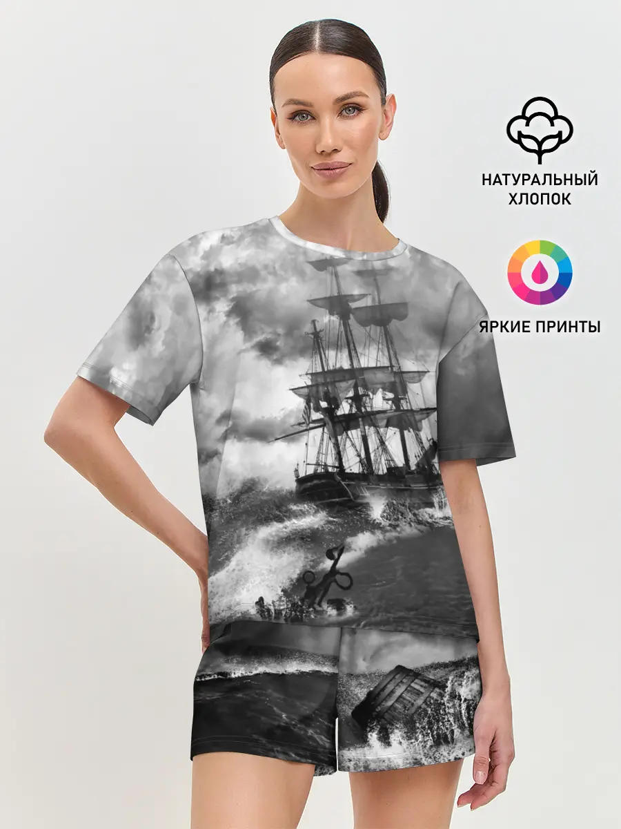 Женская пижама с шортами / Парусник