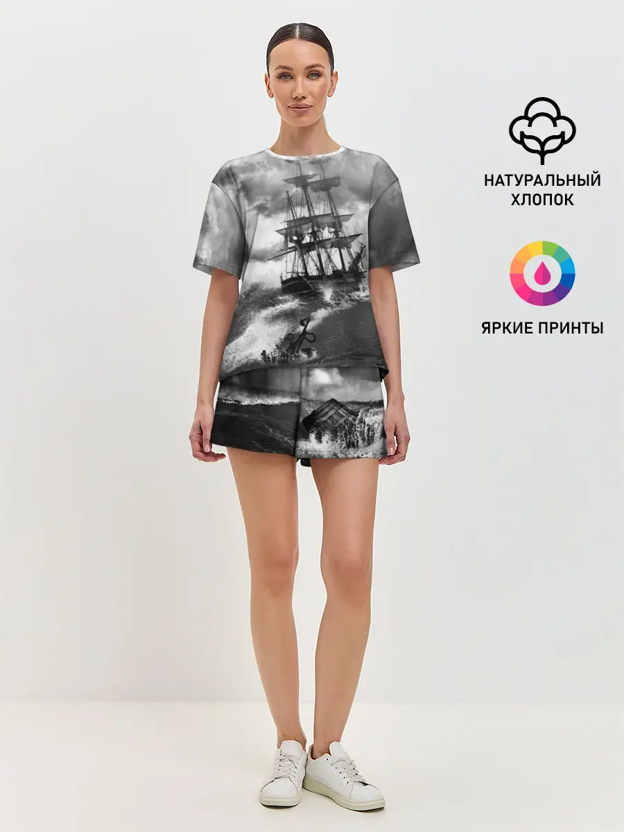 Женская пижама с шортами / Парусник