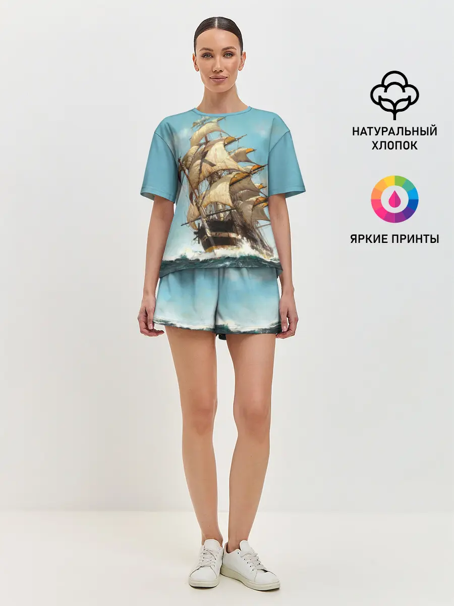 Женская пижама с шортами / Парусник
