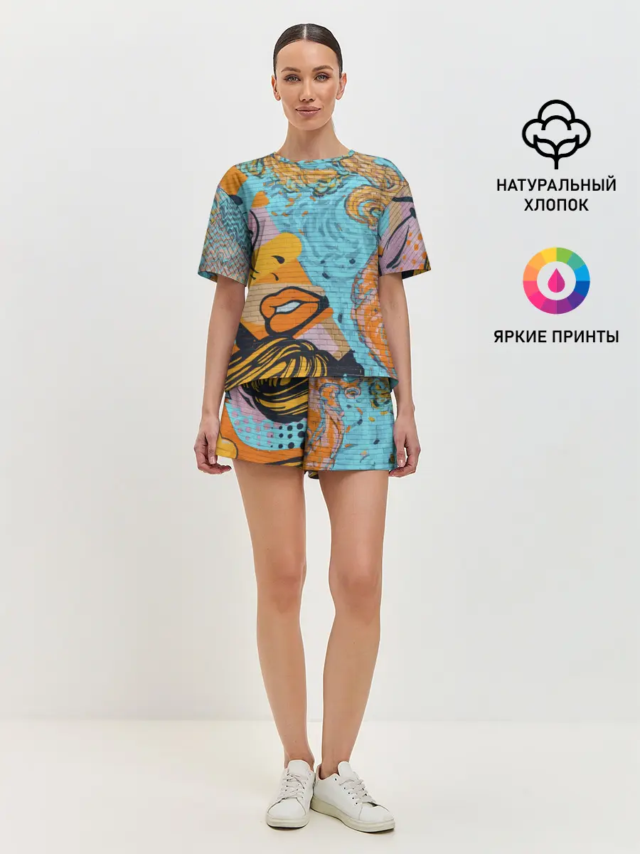 Женская пижама с шортами / Граффити арт