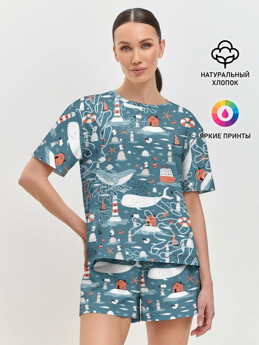 Женская пижама с шортами / Море и его жители