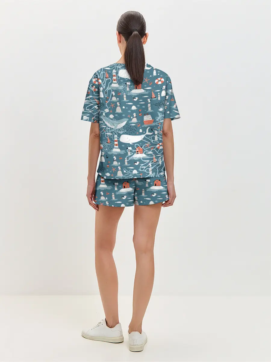 Женская пижама с шортами / Море и его жители