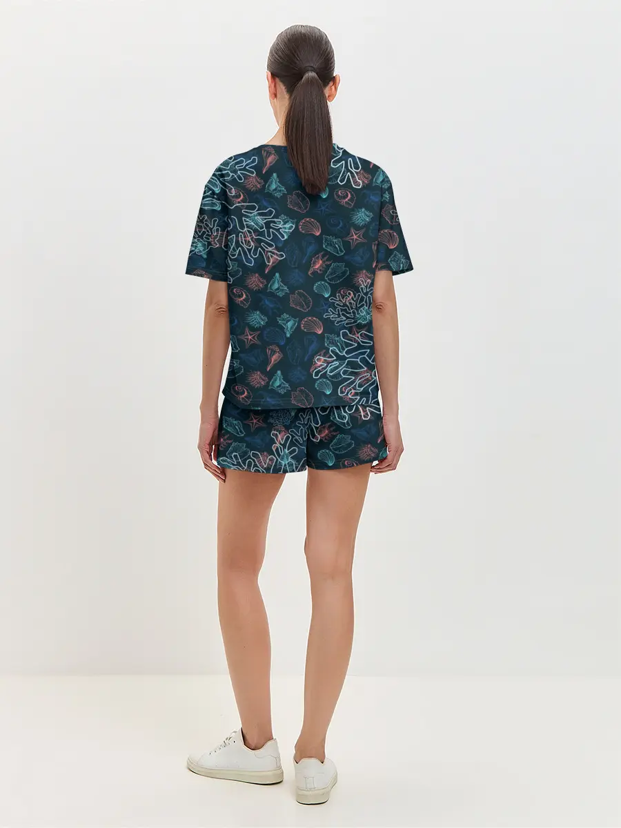Женская пижама с шортами / Ракушки