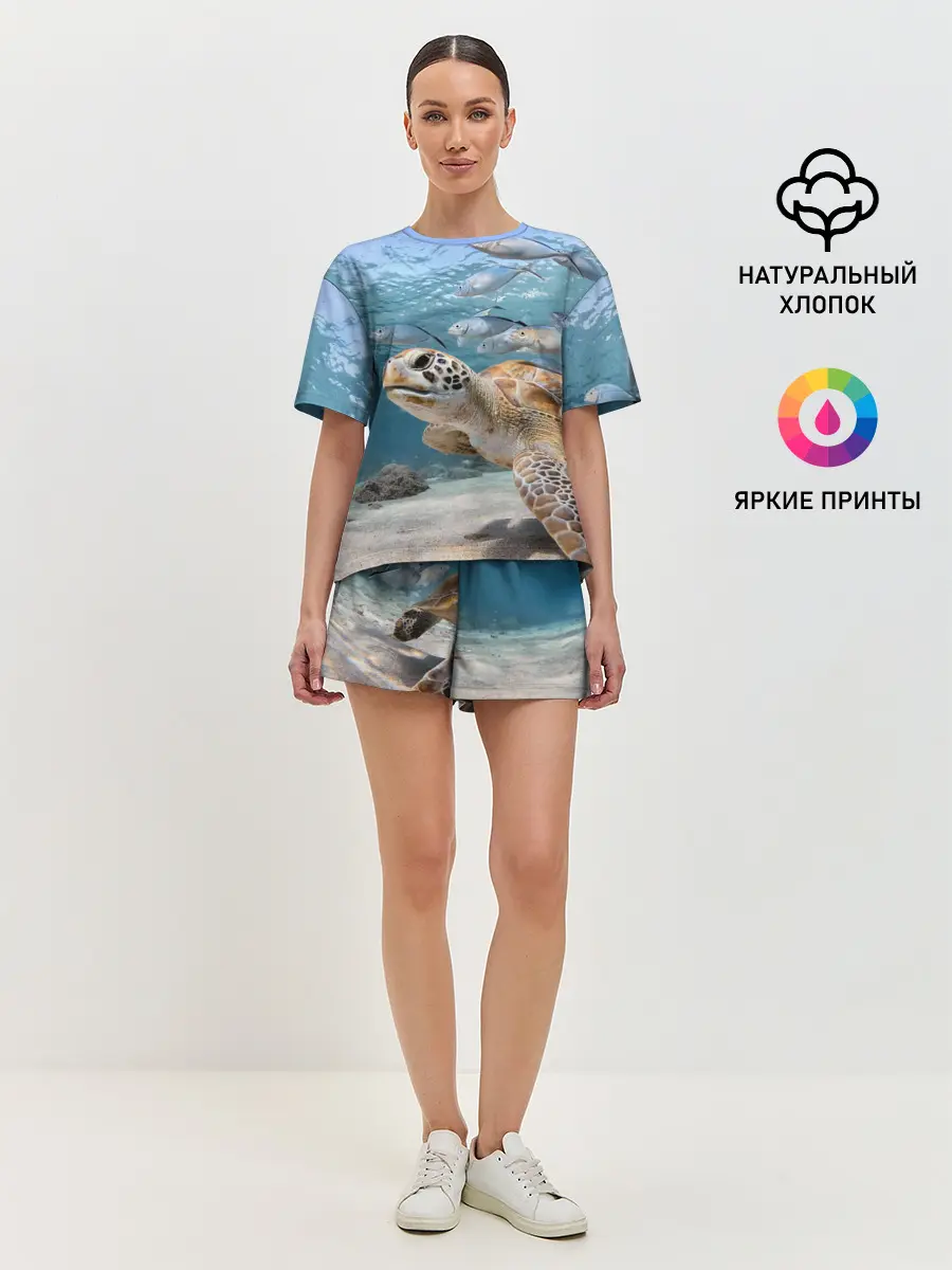 Женская пижама с шортами / Морская черепаха