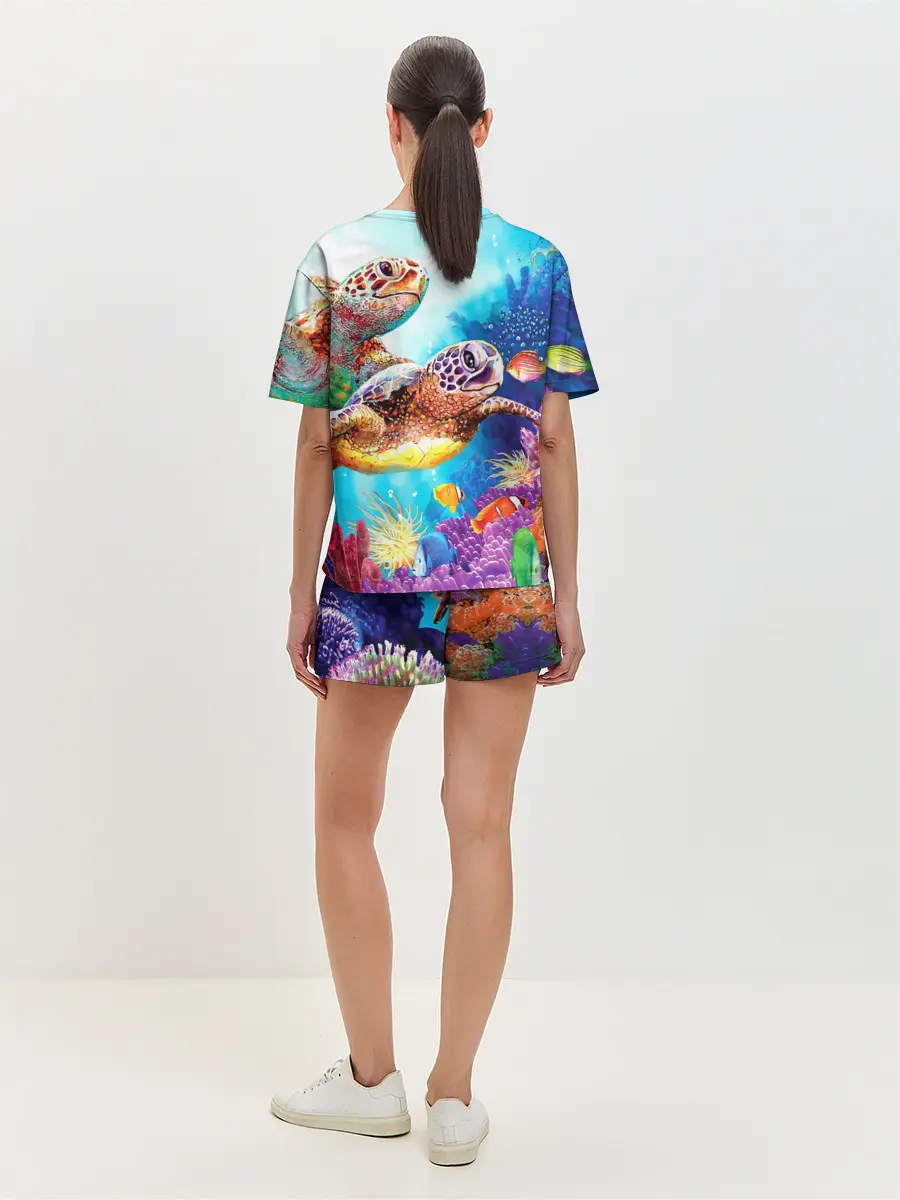 Женская пижама с шортами / Морские черепахи