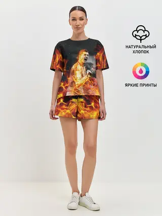 Женская пижама с шортами / РОБЕРТ ЛЕВАНДОВСКИ / ОГОНЬ