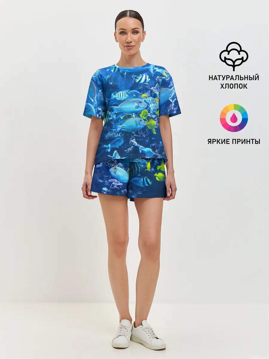 Женская пижама с шортами / Коралловые рыбки
