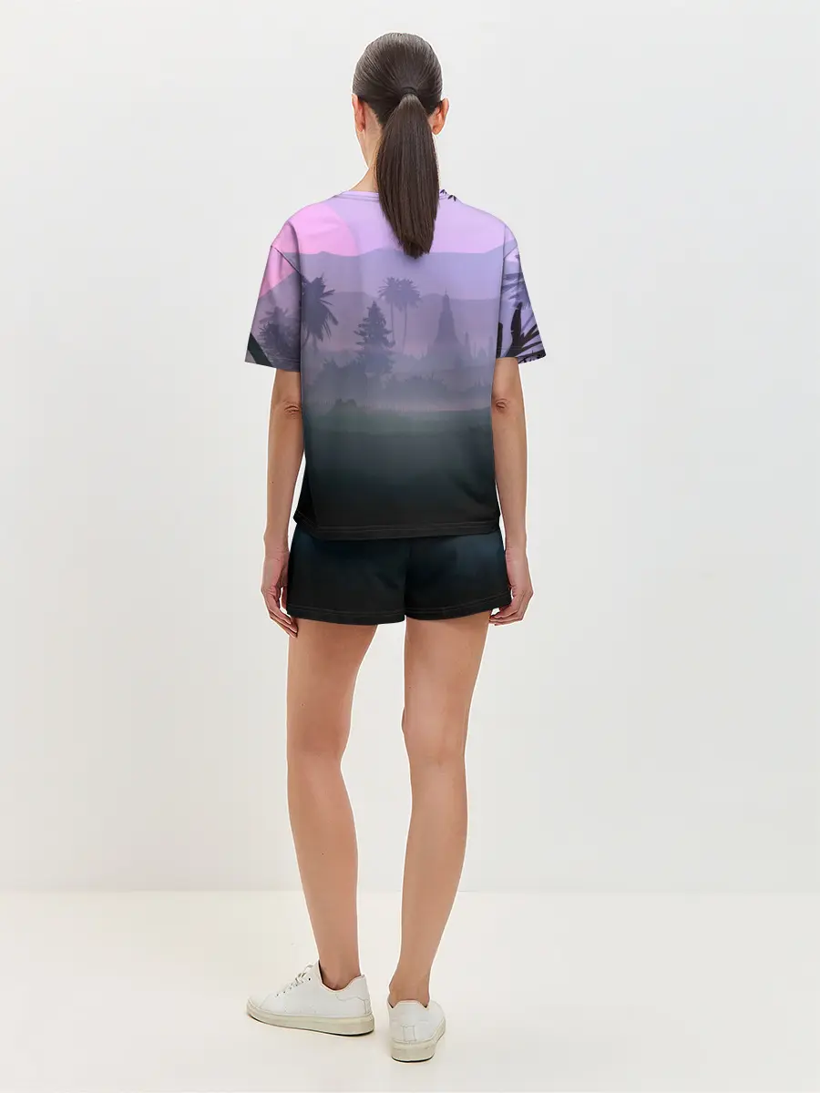 Женская пижама с шортами / forest at sunset