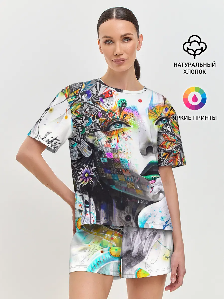 Женская пижама с шортами / Абстрактная