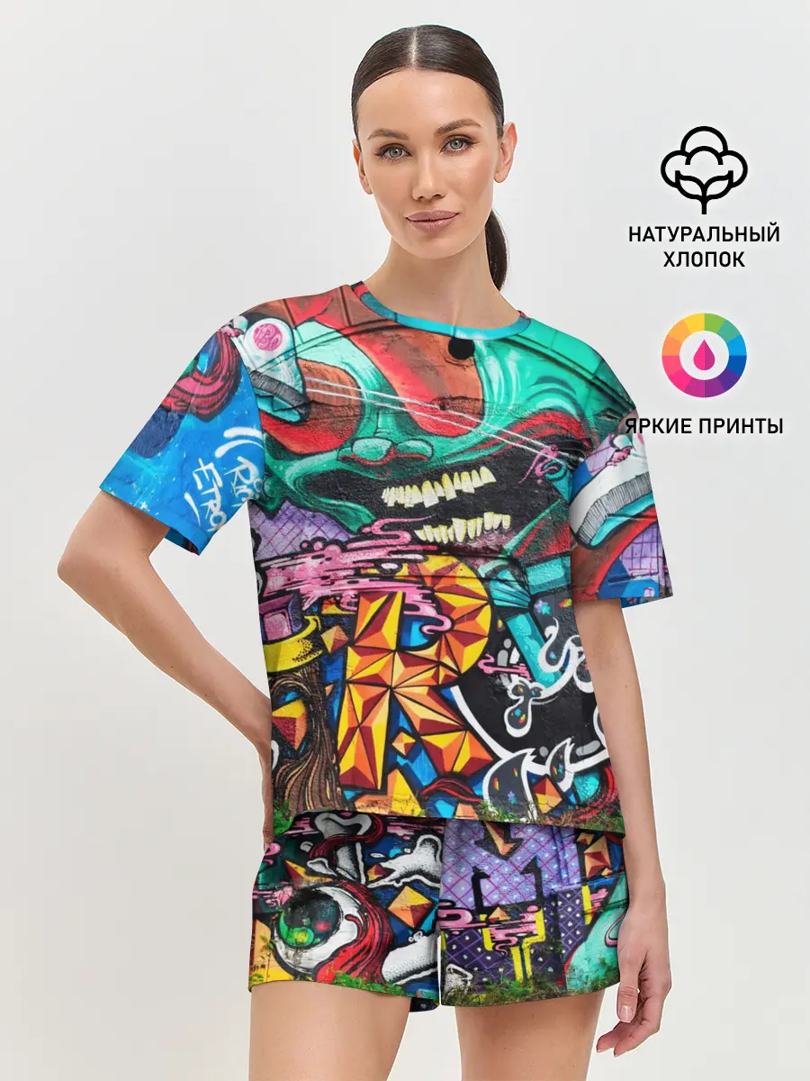 Женская пижама с шортами / Граффити