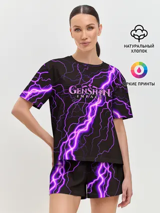 Женская пижама с шортами / GENSHIN IMPACT МОЛНИЯ НЕОН
