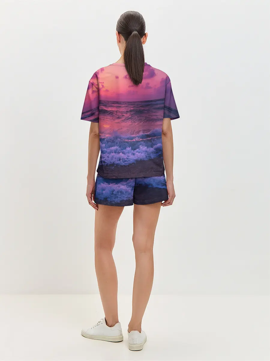Женская пижама с шортами / Закат на берегу